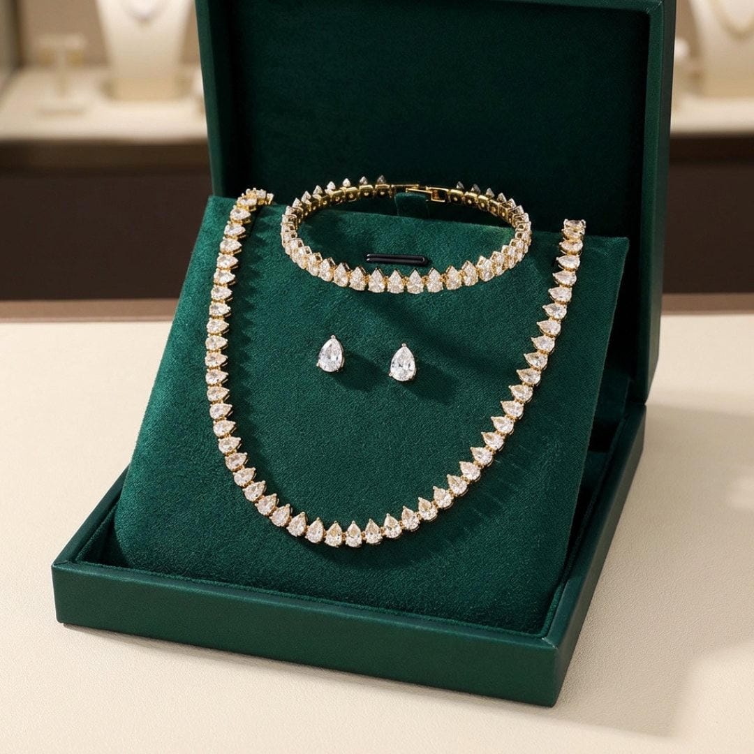 Prachtige Heldere Ronde Cubic Zirconia Bruid Volledige Set