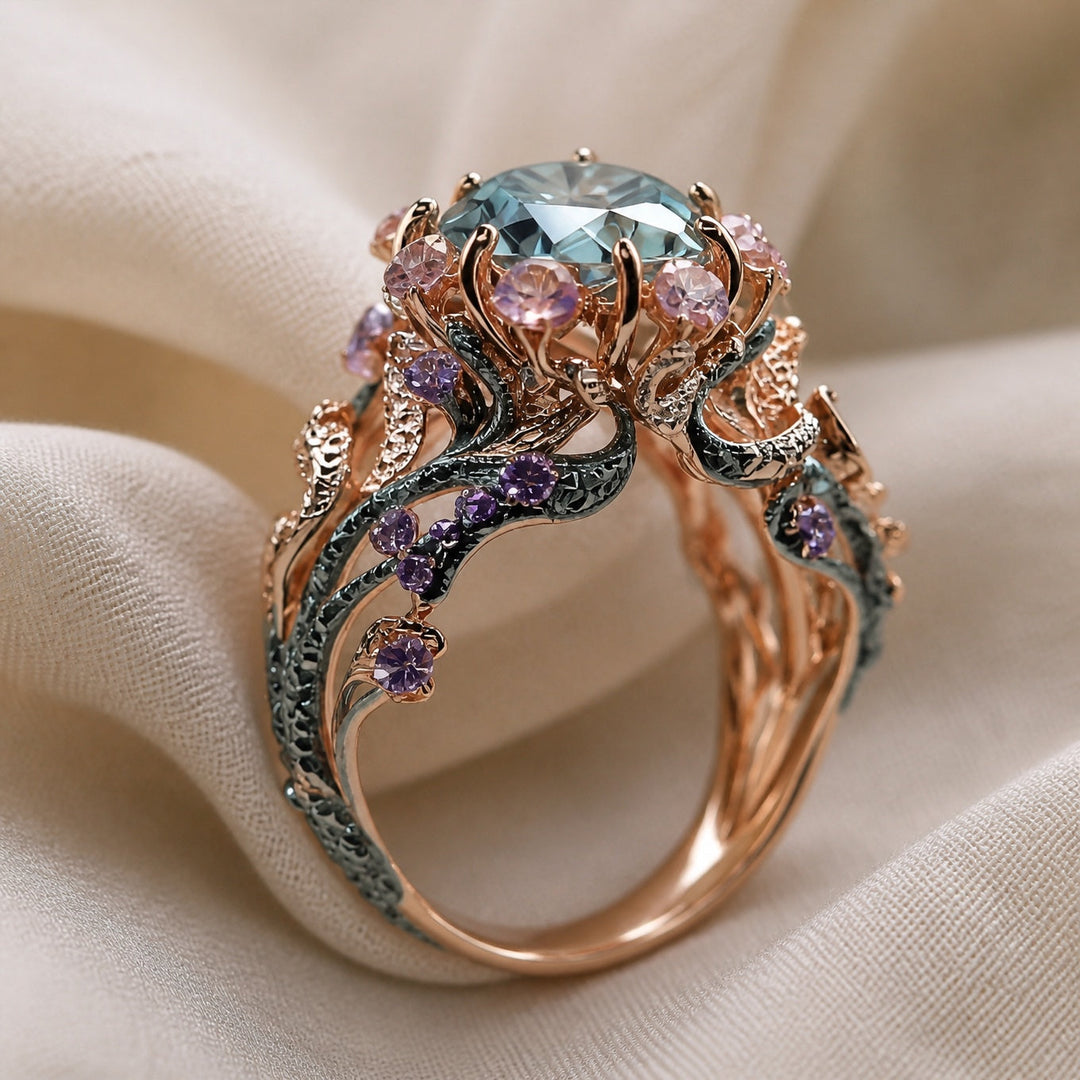 Floral Silver Band Ring