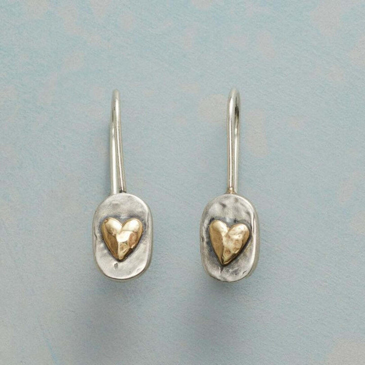 Vintage Gouden Ingelegde Hart Oorbellen