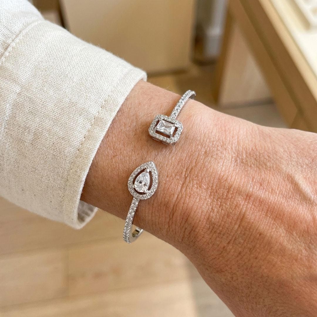 Twee Steen Gouden Open Cuff Armband