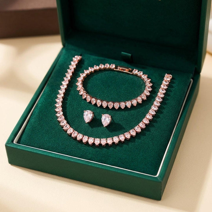 Prachtige Heldere Ronde Cubic Zirconia Bruid Volledige Set