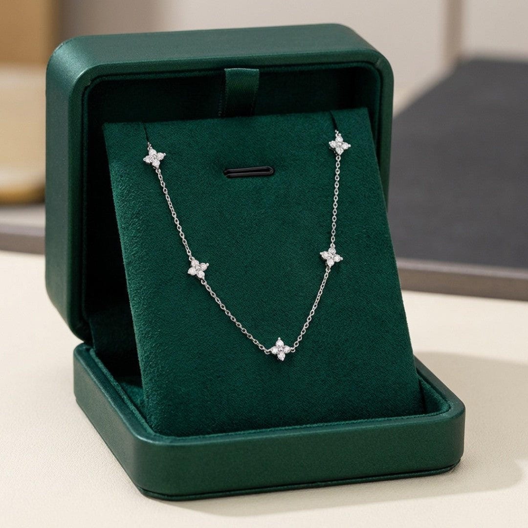 Prachtige Bloem Ingelegde Zirconia Ketting