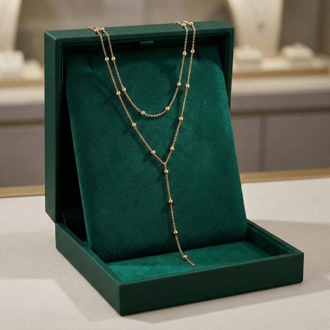 Gouden Dubbele Laag Lange Tassel Kralen Ketting
