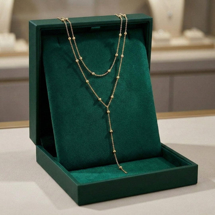 Gouden Dubbele Laag Lange Tassel Kralen Ketting
