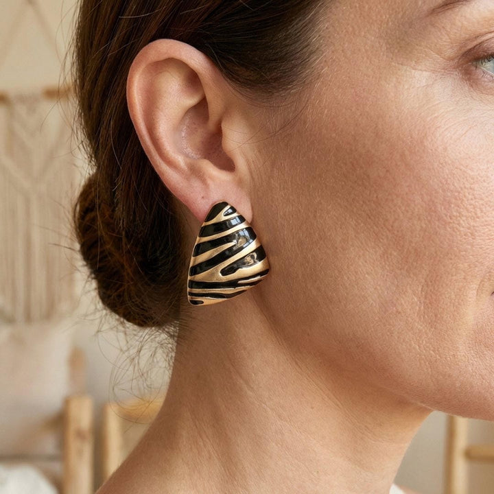 Driehoekige Zebra Stud Oorbellen