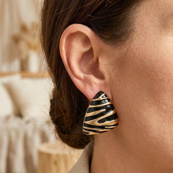 Driehoekige Zebra Stud Oorbellen