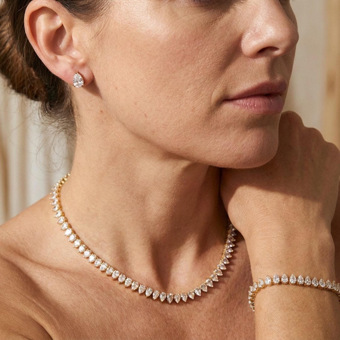 Prachtige Heldere Ronde Cubic Zirconia Bruid Volledige Set