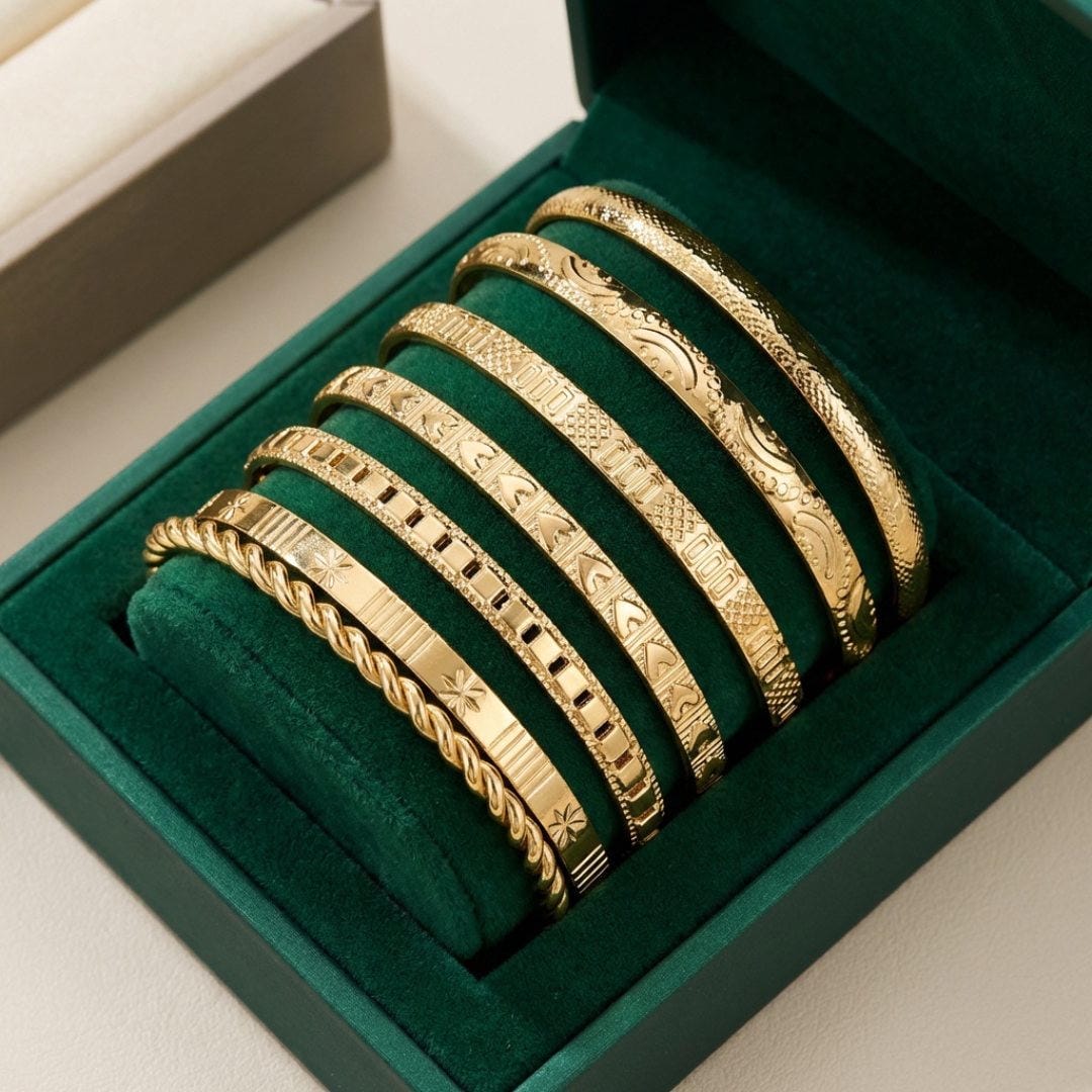 Gouden Open Bangle Resort Armband Set