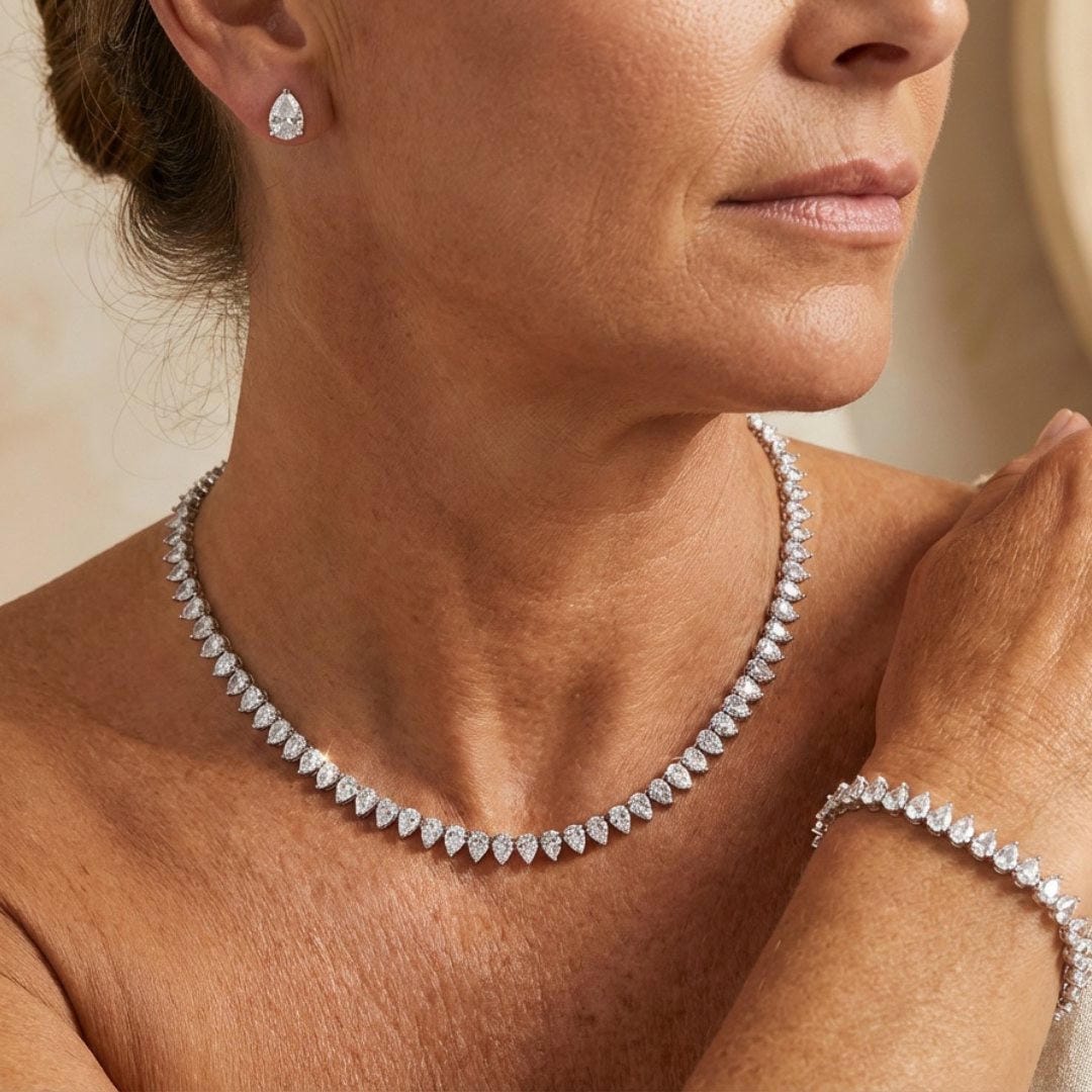 Prachtige Heldere Ronde Cubic Zirconia Bruid Volledige Set