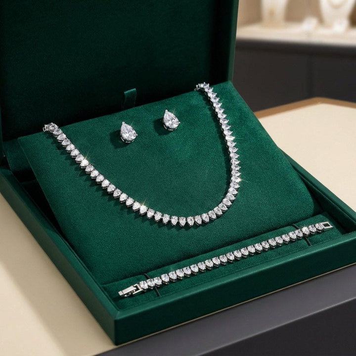 Prachtige Heldere Ronde Cubic Zirconia Bruid Volledige Set