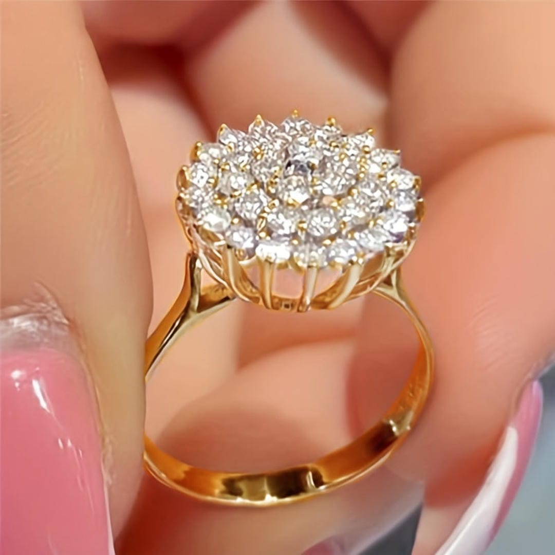 Kristallen Cluster Halo Statement Ring