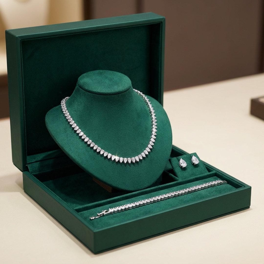 Prachtige Heldere Ronde Cubic Zirconia Bruid Volledige Set