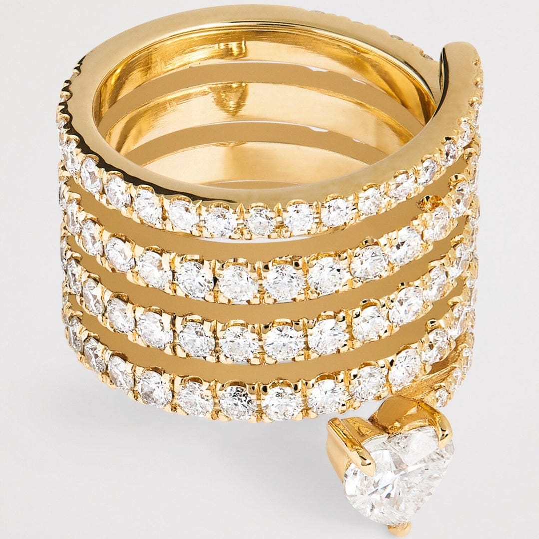 Antieke Gouden Zirkonia Hart Wrap Ring