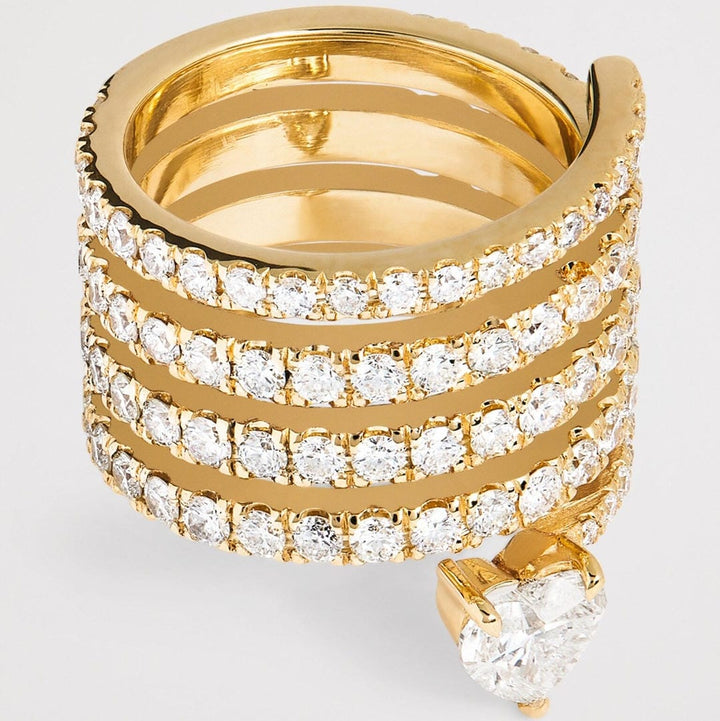 Antieke Gouden Zirkonia Hart Wrap Ring