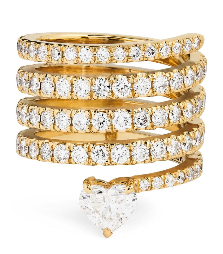 Antieke Gouden Zirkonia Hart Wrap Ring