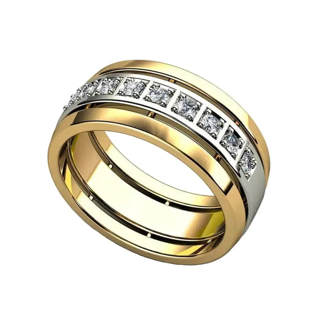 Twee Tonen Gouden Cubic Zirconia Ring