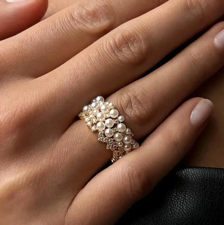 Vintage Verstelbare Parel Zirconia Ring