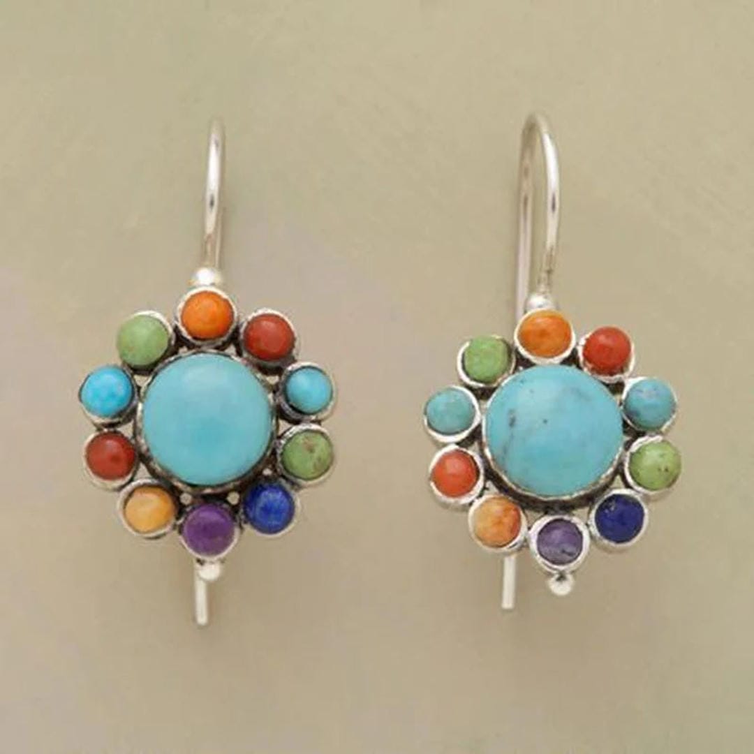 Iris Vintage Turquoise Hoepel Oorbellen
