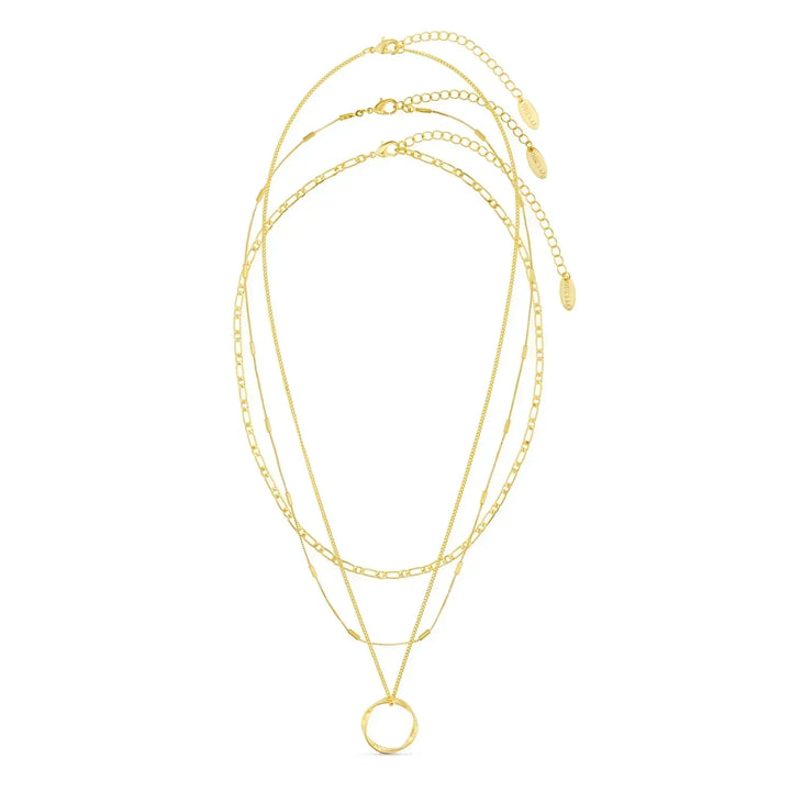 Open Hoepelcollier met Drie Rijen in Goud
