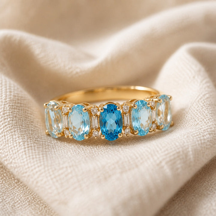 Ovale Afwisselende Accent Band Ring