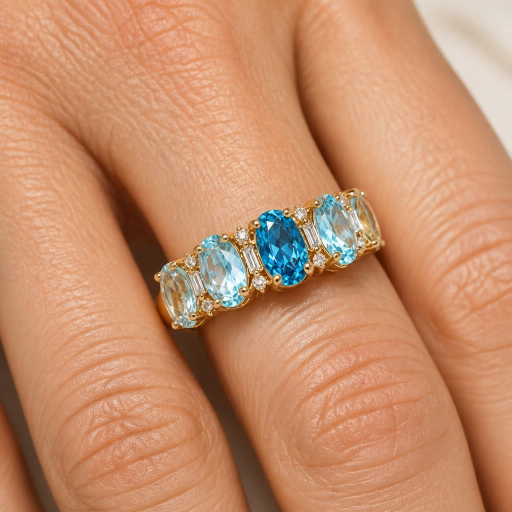 Ovale Afwisselende Accent Band Ring