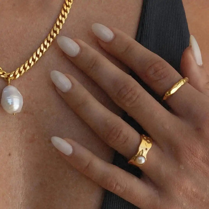 Vintage Gouden Parelring