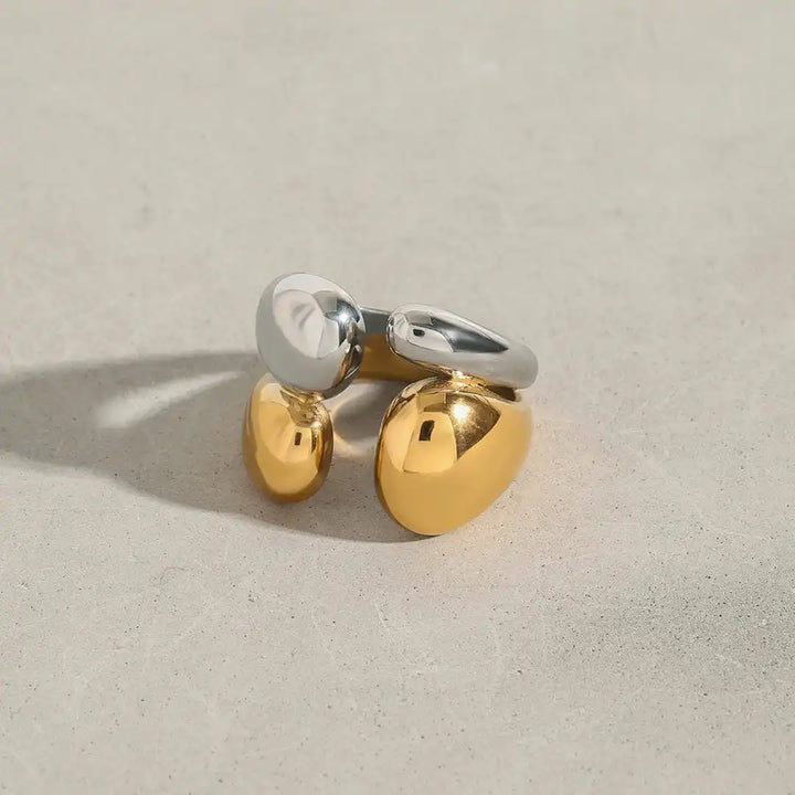 Twee Tonen Gouden Zilveren Stapelring