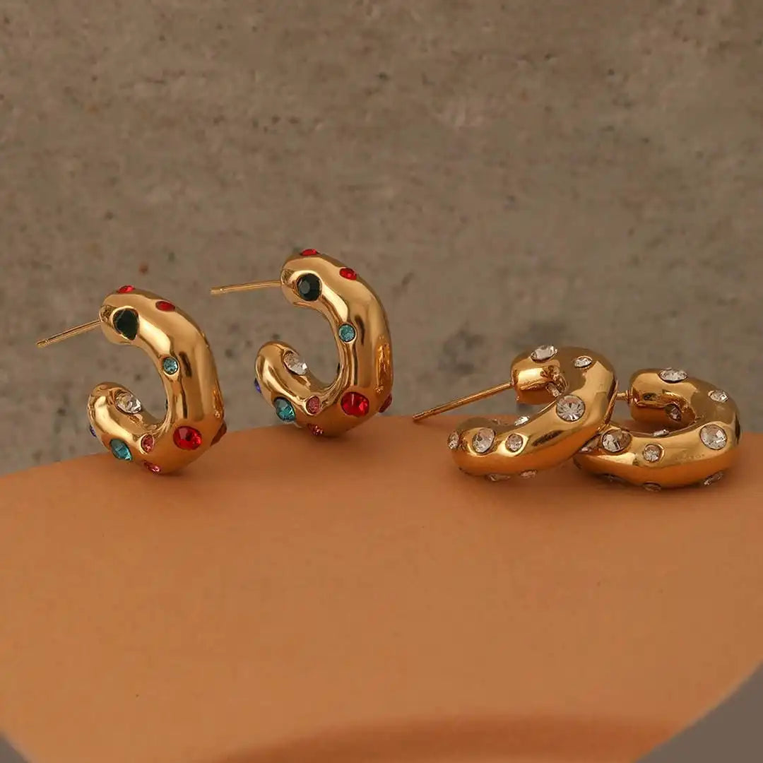 Glanzende Gouden Zirkonia Cirkel Oorbellen