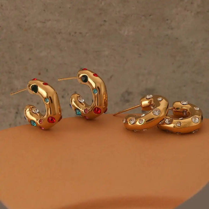 Glanzende Gouden Zirkonia Cirkel Oorbellen