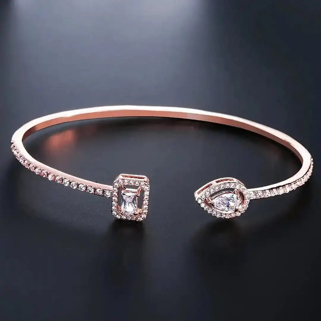 Twee Steen Gouden Open Cuff Armband