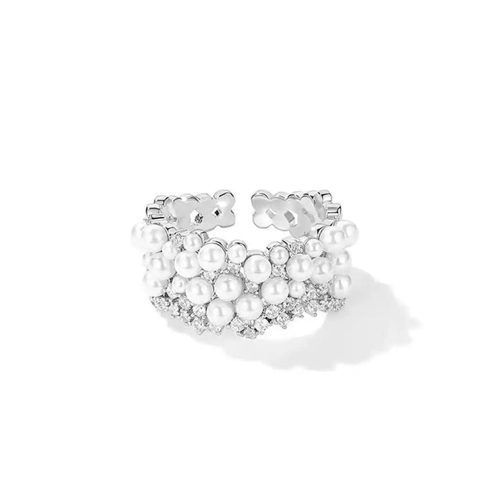 Vintage Verstelbare Parel Zirconia Ring