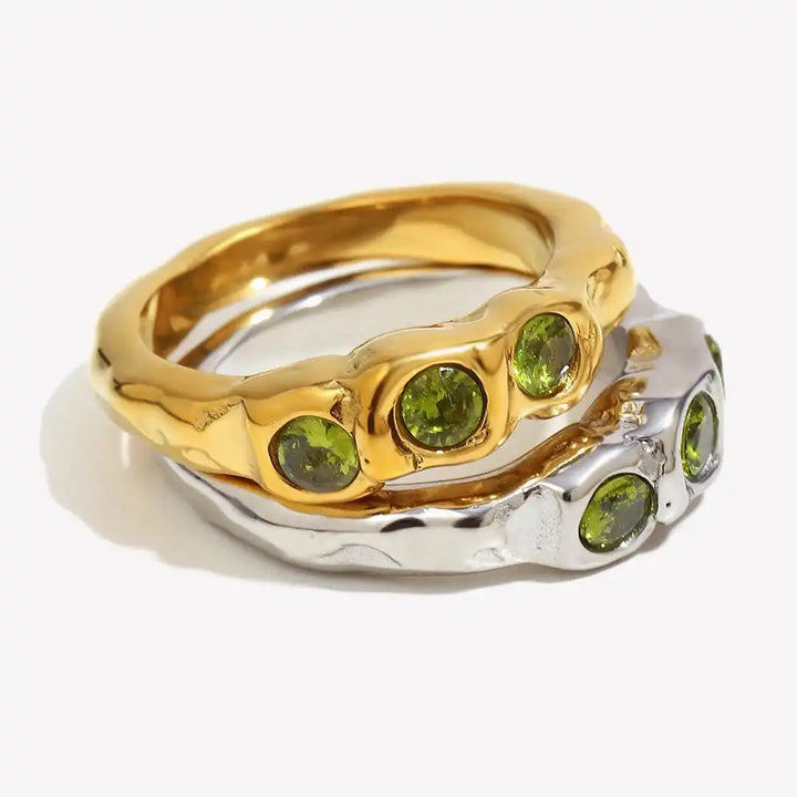 Vintage Gouden Ingelegde Edelstenen Ring