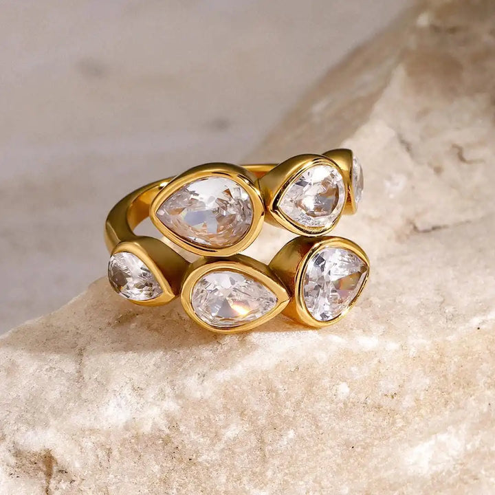 Vijf Steen Druppel Cluster Ring