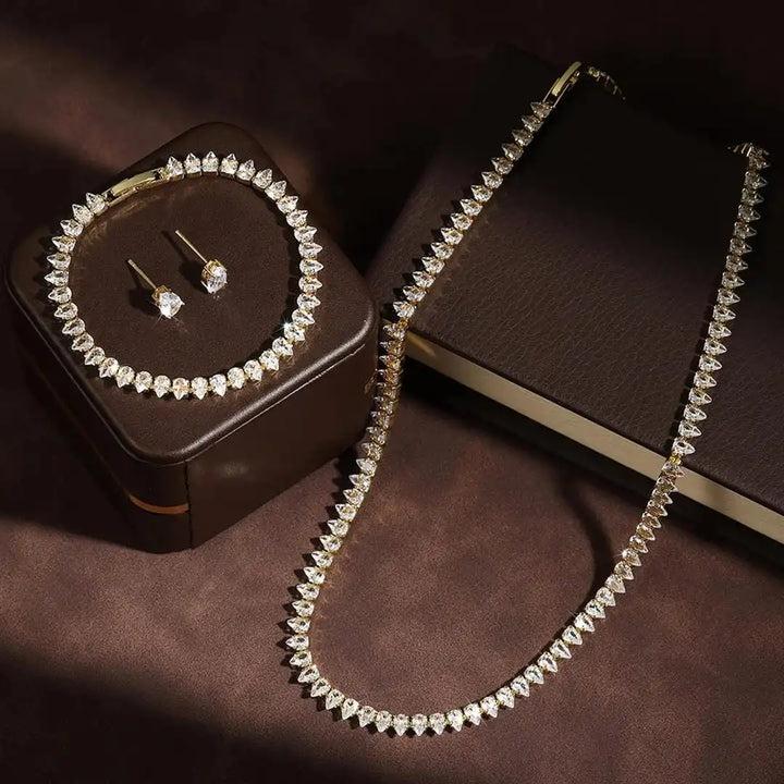 Prachtige Heldere Ronde Cubic Zirconia Bruid Volledige Set