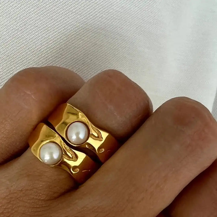 Vintage Gouden Parelring