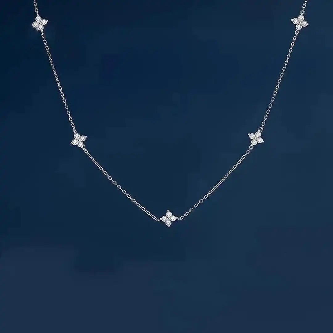 Prachtige Bloem Ingelegde Zirconia Ketting