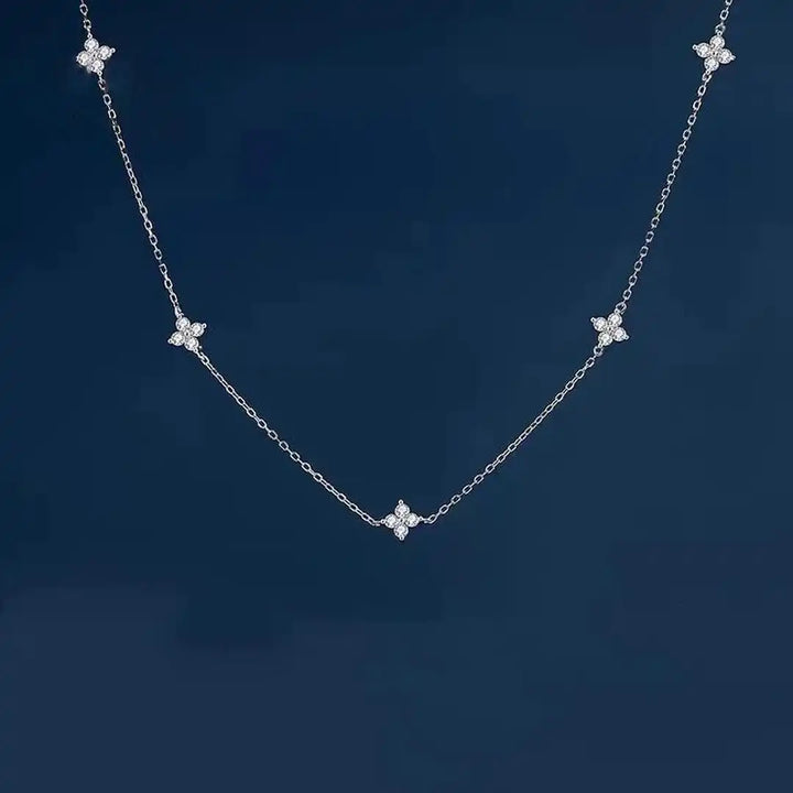 Prachtige Bloem Ingelegde Zirconia Ketting