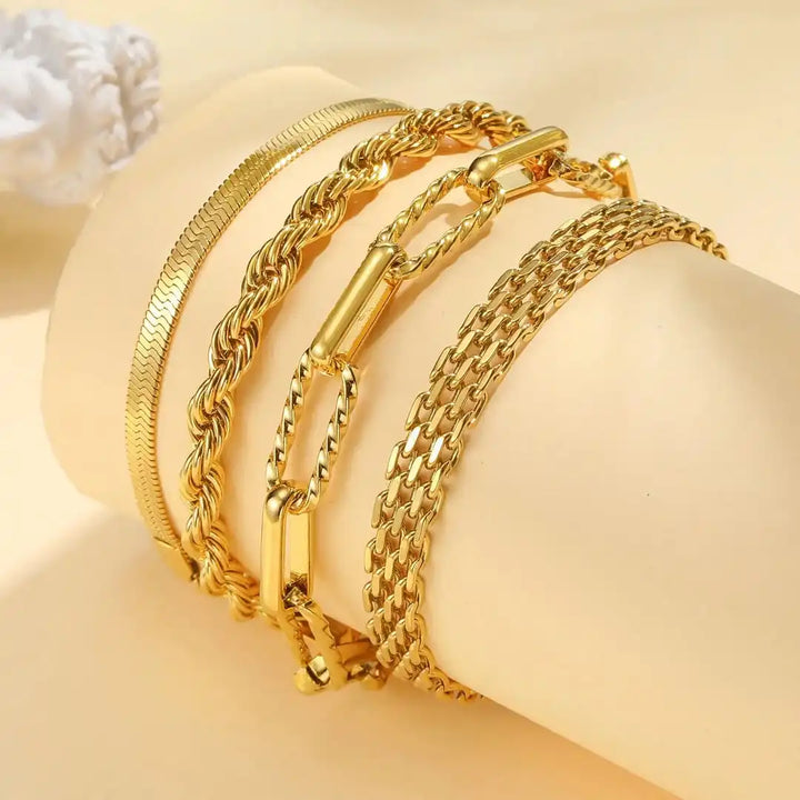 Stapelsbare Armband Gouden Parels Set