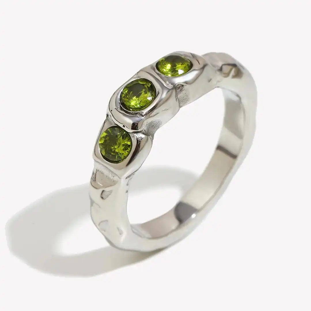 Vintage Gouden Ingelegde Edelstenen Ring