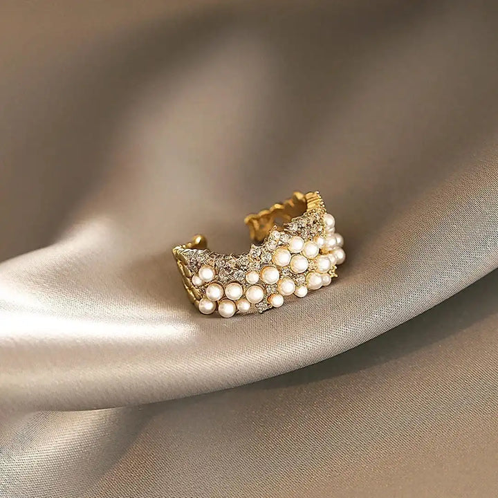 Vintage Verstelbare Parel Zirconia Ring