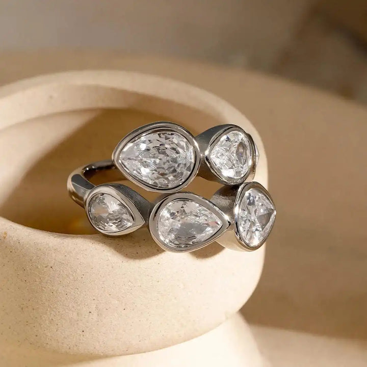 Vijf Steen Druppel Cluster Ring
