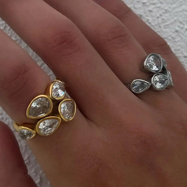 Vijf Steen Druppel Cluster Ring
