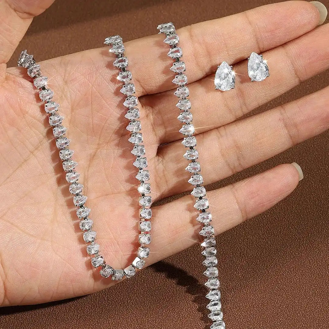 Prachtige Heldere Ronde Cubic Zirconia Bruid Volledige Set