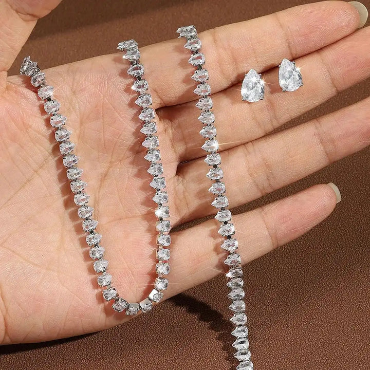 Prachtige Heldere Ronde Cubic Zirconia Bruid Volledige Set