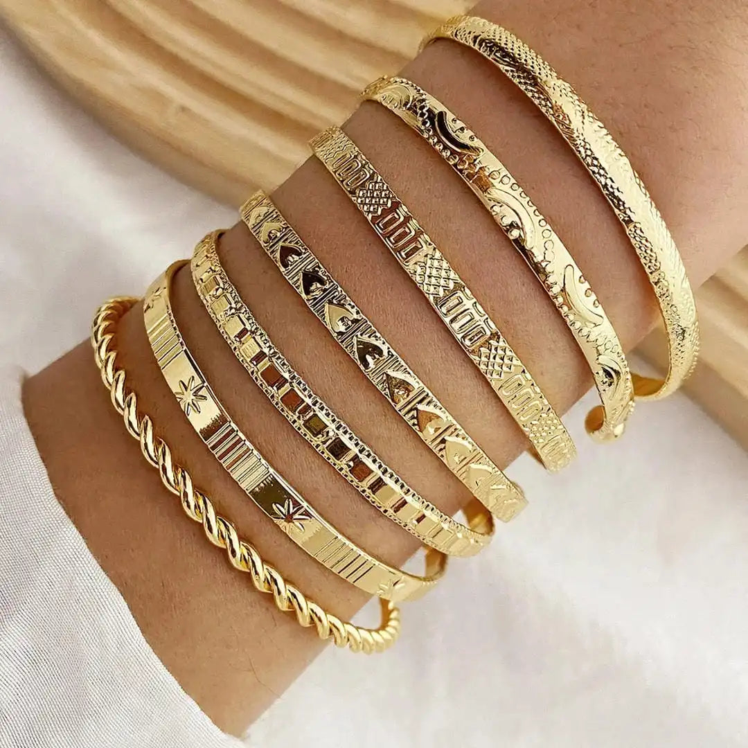 Gouden Open Bangle Resort Armband Set