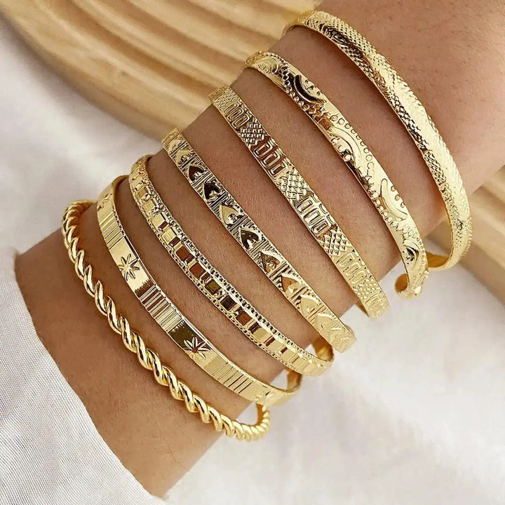 Gouden Open Bangle Resort Armband Set