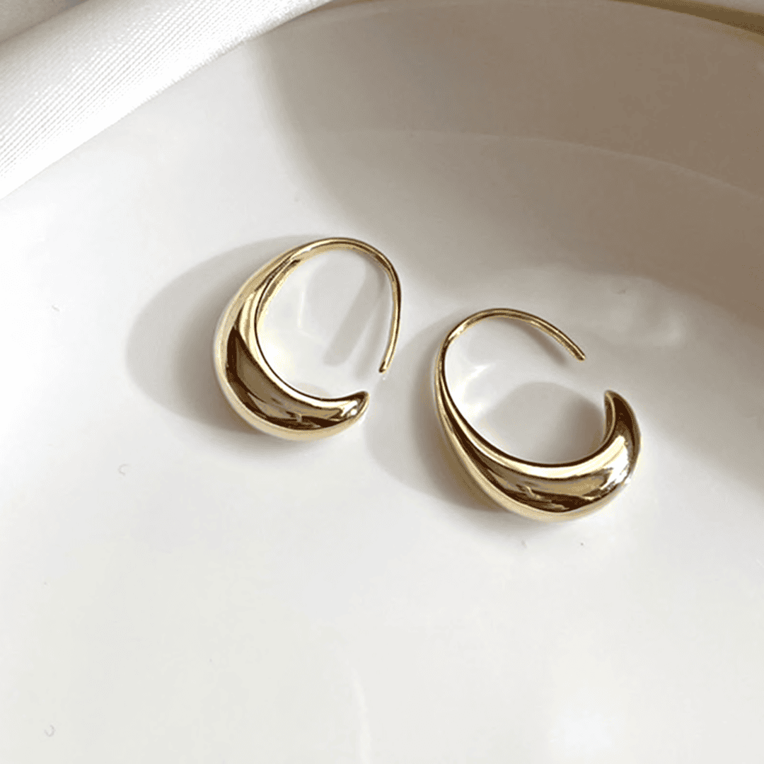 Ovale Gouden en Zilveren Hoepel Oorbellen