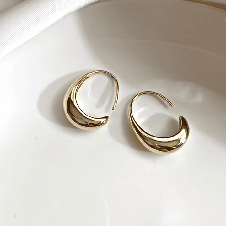 Ovale Gouden en Zilveren Hoepel Oorbellen