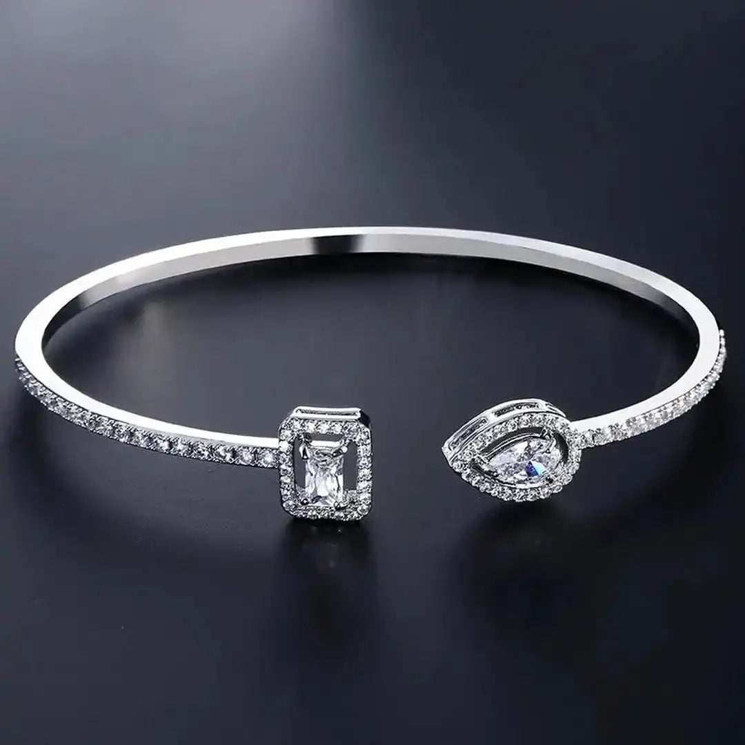 Twee Steen Gouden Open Cuff Armband