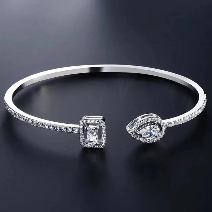 Twee Steen Gouden Open Cuff Armband